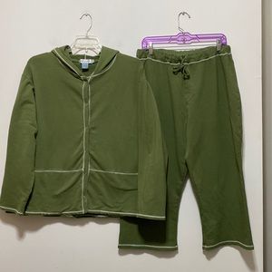 fresh produce Olive Green Two-Piece Hoodie & Drawstring Pants Set